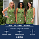 Friends in matching Women's Chitin Chicanery Custom Face V-Neck Dress — a group gift photo