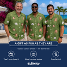 Friends in matching Men's Chitin Chicanery Custom Face Hawaiian Shirt — a group gift photo