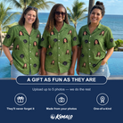Friends in matching Women's Chitin Chicanery Custom Face Hawaiian Shirt — a group gift photo