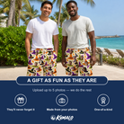 Friends in matching Men's Samhain Silhouettes Custom Face Beach Shorts — a group gift photo