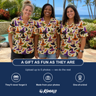 Friends in matching Women's Samhain Silhouettes Custom Face Hawaiian Shirt — a group gift photo