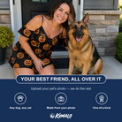 Friends in matching Women's Frightlight Fancies Custom Dog Face Off-Shoulder Dress — a group gift photo