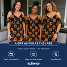 Friends in matching Women's Frightlight Fancies Custom Face Off-Shoulder Dress — a group gift photo
