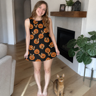 Full-length photo with the pet printed all over this Women's Frightlight Fancies Custom Cat Face Tank Dress
