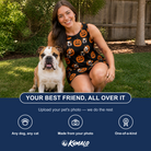 Friends in matching Women's Frightlight Fancies Custom Dog Face Tank Dress — a group gift photo
