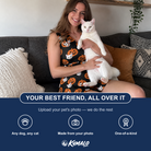Friends in matching Women's Frightlight Fancies Custom Cat Face V-Neck Dress — a group gift photo