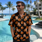 Real-life photo of someone wearing Men's Frightlight Fancies Custom Face Hawaiian Shirt — custom faces printed all-over