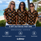 Friends in matching Women's Frightlight Fancies Custom Face Hawaiian Shirt — a group gift photo