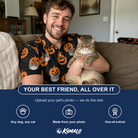 Friends in matching Men's Frightlight Fancies Custom Cat Face Polo Shirt — a group gift photo