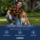 Friends in matching Men's Frightlight Fancies Custom Dog Face Polo Shirt — a group gift photo