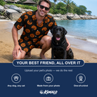 Friends in matching Men's Frightlight Fancies Custom Dog Face Shirt & Shorts Set — a group gift photo