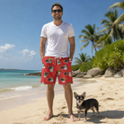 Full-length photo with the pet printed all over this Men's Polar Pantomime Custom Dog Face Beach Shorts