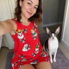 Selfie with the pet whose face is printed all over this Women's Polar Pantomime Custom Cat Face Tank Dress
