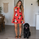Full-length photo with the pet printed all over this Women's Polar Pantomime Custom Dog Face Tank Dress