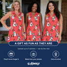 Friends in matching Women's Polar Pantomime Custom Face V-Neck Dress — a group gift photo