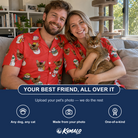 Friends in matching Men's Polar Pantomime Custom Cat Face Hawaiian Shirt — a group gift photo