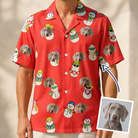 Man wearing Men's Polar Pantomime Custom Dog Face Hawaiian Shirt — custom faces printed all-over