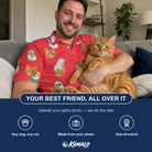 Friends in matching Men's Polar Pantomime Custom Cat Face Polo Shirt — a group gift photo
