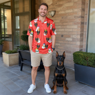 Full-length photo with the pet printed all over this Men's Polar Pantomime Custom Dog Face Polo Shirt
