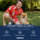 Friends in matching Men's Polar Pantomime Custom Dog Face Polo Shirt — a group gift photo
