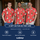 Friends in matching Men's Polar Pantomime Custom Face Polo Shirt — a group gift photo