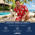 Friends in matching Men's Polar Pantomime Custom Dog Face Shirt & Shorts Set — a group gift photo