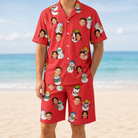 Model wearing Men's Polar Pantomime Custom Face Shirt & Shorts Set printed with kids' faces