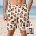 Man wearing Men's Bowtiful Bundles Custom Face Beach Shorts — custom faces printed all-over