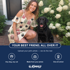 Friends in matching Women's Bowtiful Bundles Custom Dog Face Off-Shoulder Dress — a group gift photo