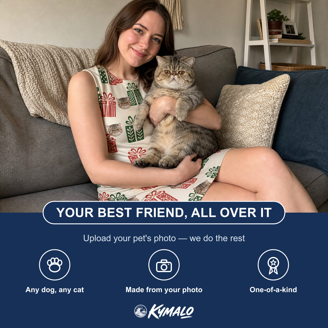 Friends in matching Women's Bowtiful Bundles Custom Cat Face Tank Dress — a group gift photo