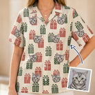 Woman wearing Women's Bowtiful Bundles Custom Cat Face Hawaiian Shirt — custom faces printed all-over
