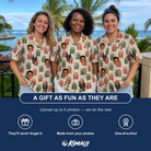 Friends in matching Women's Bowtiful Bundles Custom Face Hawaiian Shirt — a group gift photo