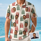 Man wearing Men's Bowtiful Bundles Custom Face Polo Shirt — custom faces printed all-over