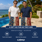 Friends in matching Men's Crystal Cascade Custom Face Beach Shorts — a group gift photo