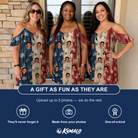Friends in matching Women's Crystal Cascade Custom Face Off-Shoulder Dress — a group gift photo