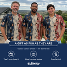 Friends in matching Men's Crystal Cascade Custom Face Polo Shirt — a group gift photo
