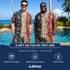 Friends in matching Men's Crystal Cascade Custom Face Shirt & Shorts Set — a group gift photo