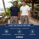 Friends in matching Men's Christmas Cuffs Custom Face Beach Shorts — a group gift photo