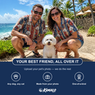 Friends in matching Women's Christmas Cuffs Custom Dog Face Hawaiian Shirt — a group gift photo