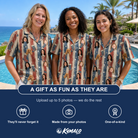 Friends in matching Women's Christmas Cuffs Custom Face Hawaiian Shirt — a group gift photo