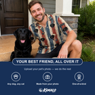 Friends in matching Men's Christmas Cuffs Custom Dog Face Polo Shirt — a group gift photo