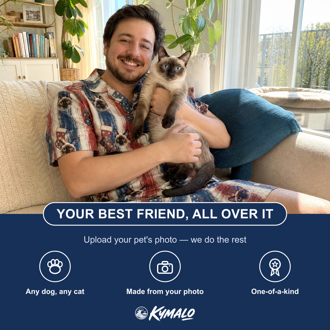 Friends in matching Men's Christmas Cuffs Custom Cat Face Shirt & Shorts Set — a group gift photo