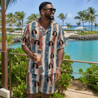 Real-life photo of someone wearing Men's Christmas Cuffs Custom Face Shirt & Shorts Set — custom faces printed all-over