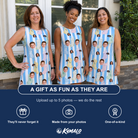 Friends in matching Women's Mantel Munchkins Custom Face Tank Dress — a group gift photo