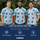 Friends in matching Men's Mantel Munchkins Custom Face Polo Shirt — a group gift photo