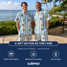 Friends in matching Men's Mantel Munchkins Custom Face Shirt & Shorts Set — a group gift photo