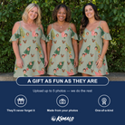 Friends in matching Women's Trimmed Tannenbaums Custom Face Off-Shoulder Dress — a group gift photo