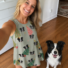 Selfie with the pet whose face is printed all over this Women's Trimmed Tannenbaums Custom Dog Face Tank Dress