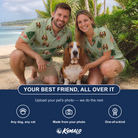 Friends in matching Men's Trimmed Tannenbaums Custom Dog Face Hawaiian Shirt — a group gift photo