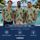 Friends in matching Men's Trimmed Tannenbaums Custom Face Hawaiian Shirt — a group gift photo